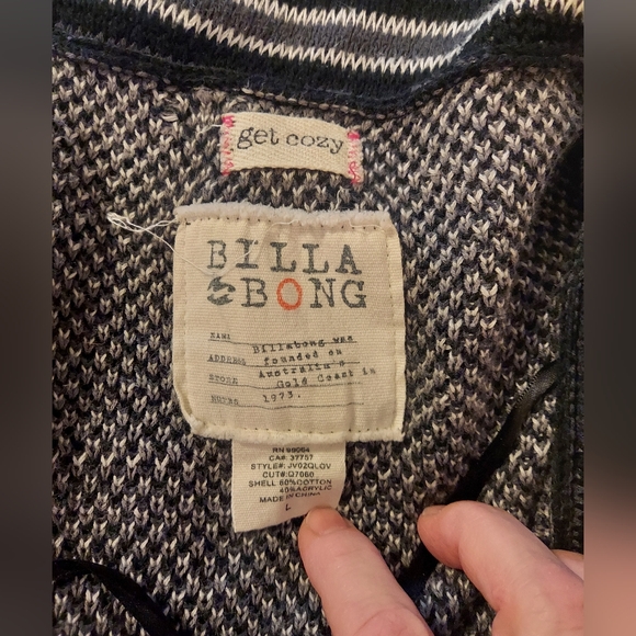 Billabong Women's Black & Cream Southwestern Print Cardigan With Fringe #boho - Picture 3 of 7